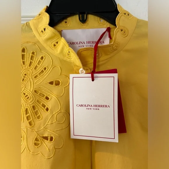 Carolina Herrera Eyelet Embroidered Midi Shirt dress NWT sz 8 - Picture 9 of 13